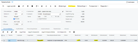 Oppdatert Varemottak