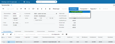 Opprettelse av faktura direkte via varemottaket