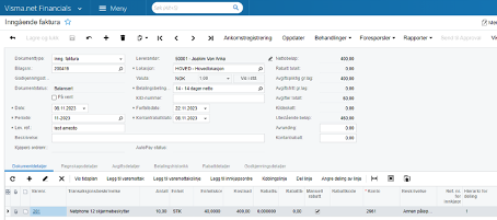 Sending av fakturaen til Autopay