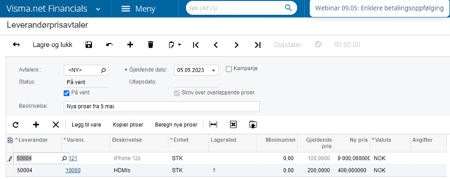 Skjermbilde fra opplastning av fil i Visma.net