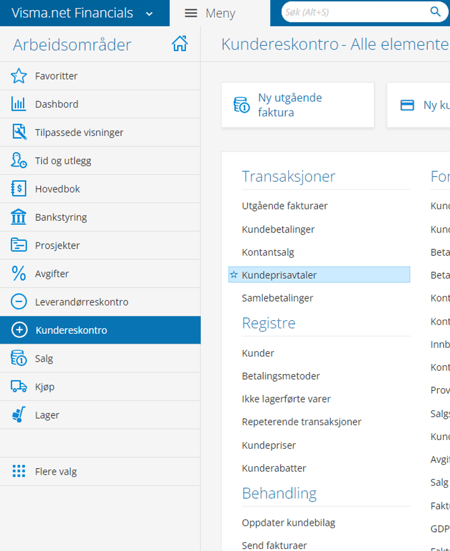 Kundeprisavtaler i Visma Net