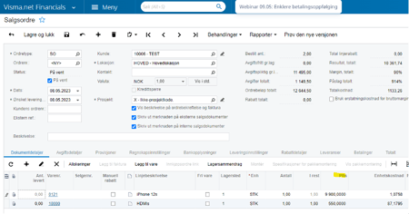 Senke prisene prosentvis i Visma Net