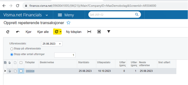 Automatisert tidsplan-funksjonen i Visma Net
