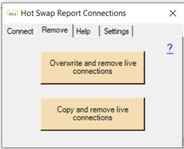 Hvordan fjerne connections i Hot Swap Report Connections
